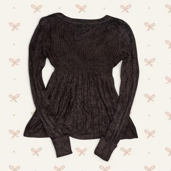 Rare Y2K Hollister Brown Babydoll Sweater-Size L - Picture 2 of 7